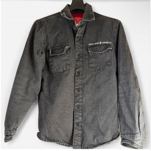 Death Wish Coffee Co Quilted Denim Jacket Shirt
Black Red Lined Size S